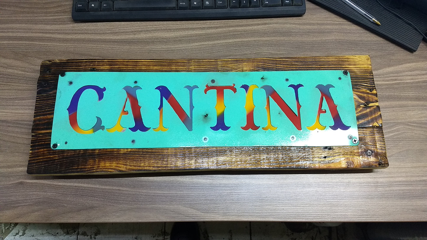 Cantina Wall Sign (Wood and Metal)