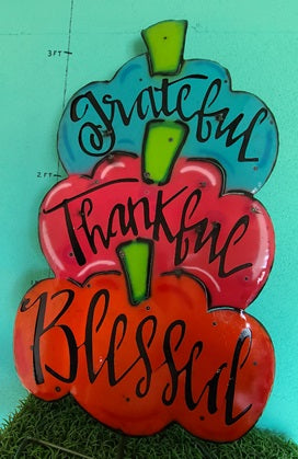3 Pumpkins Sign (Grateful Thankful Blessed)